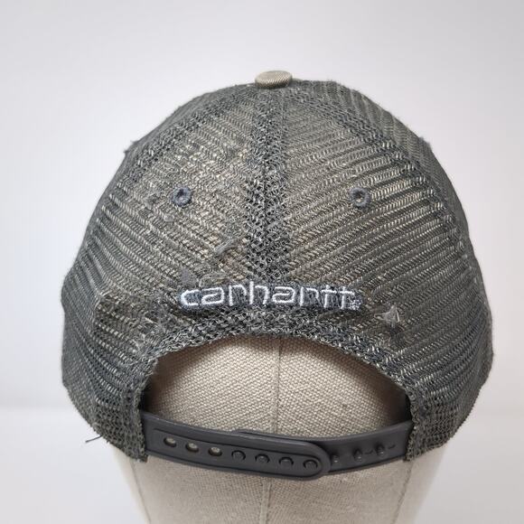 Carhartt Snapback Trucker Hat Gray One Size Adjustable Mesh Back Patched Logo - Picture 6 of 10